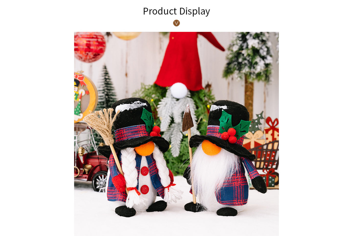 **Christmas Faceless Doll, Snowman, and Goblin Ornament Set**