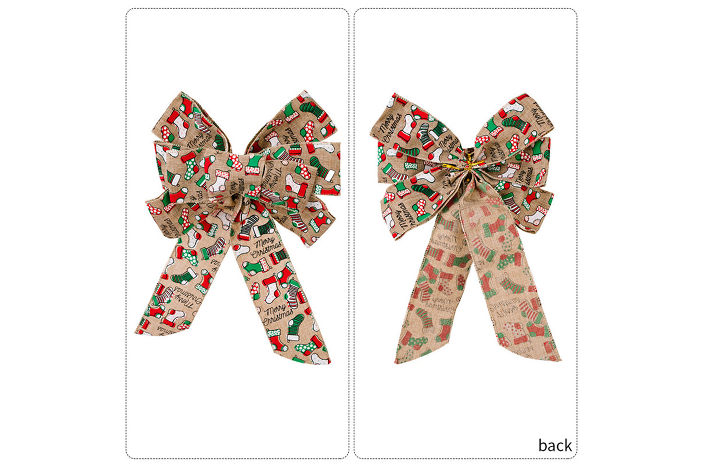 **Brown Vintage English Ribbon Christmas Bow Ornament**