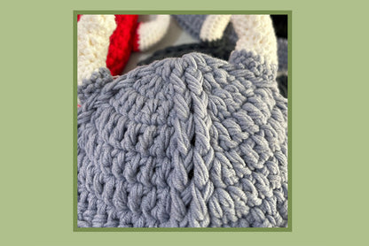 **Cartoon Funny Horned Knitted Hat (Handmade Wool Monster Headgear)**