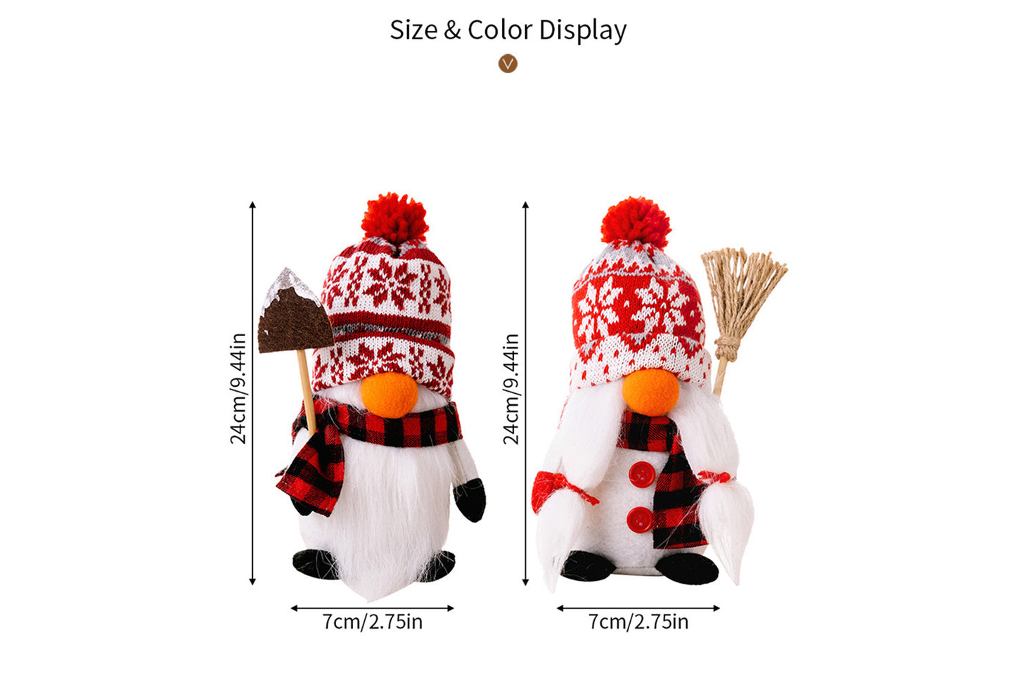 **Christmas Snowman Ornament with Knitted Hat and Rudolph Doll**