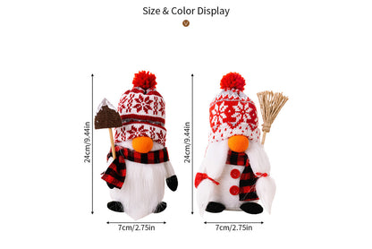 **Christmas Snowman Ornament with Knitted Hat and Rudolph Doll**