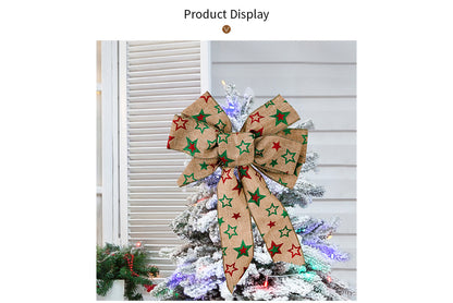 **Brown Vintage English Ribbon Christmas Bow Ornament**