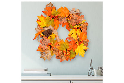 Autumn Harvest Maple Leaf Wreath | 35cm Fabric Door Hanging