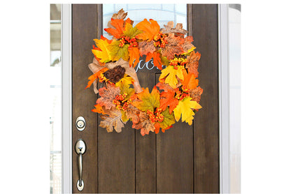 Autumn Harvest Maple Leaf Wreath | 35cm Fabric Door Hanging