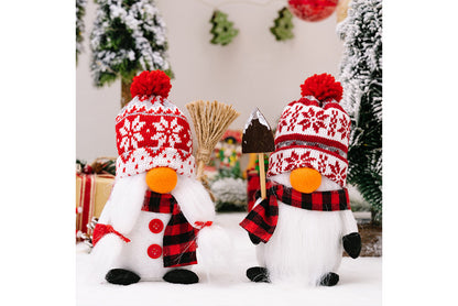 **Christmas Snowman Ornament with Knitted Hat and Rudolph Doll**