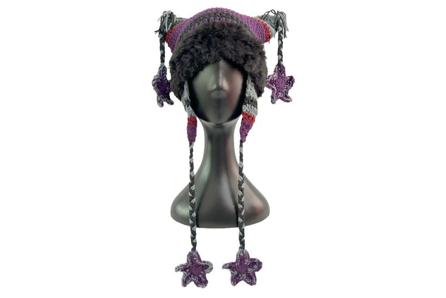 **Hand-Crossed Five-Pointed Star Cat Ear Knitted Hat (Sweet and Warm Wool Hat)**