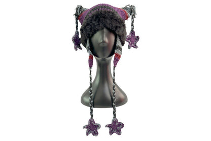 **Hand-Crossed Five-Pointed Star Cat Ear Knitted Hat (Sweet and Warm Wool Hat)**