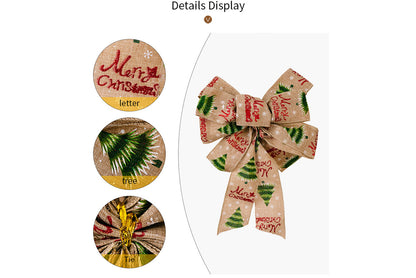 **Brown Vintage English Ribbon Christmas Bow Ornament**