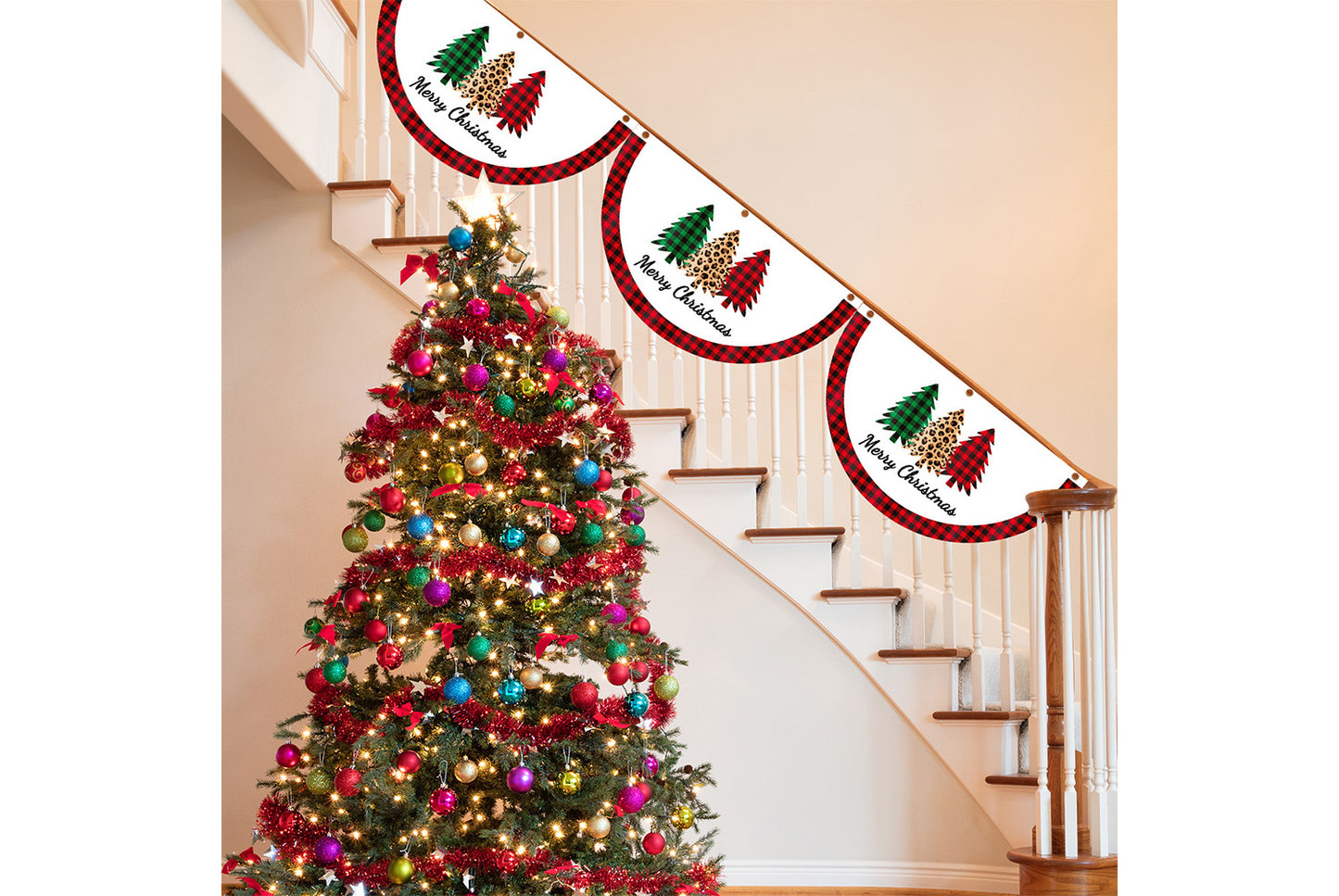 **Christmas Fan-Shaped Flag Outdoor Decoration**