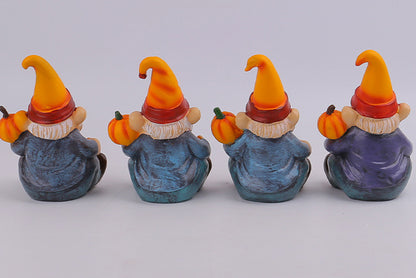 Halloween Pumpkin Old Man Gnome Light-Up Ornament