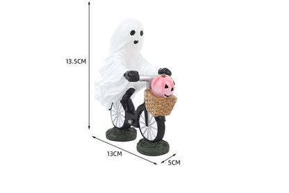 **Halloween Ghost Bicycle Ornament | Creative Desktop Decoration**