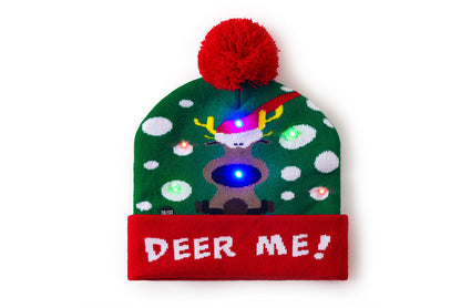 **Christmas LED Light Jacquard Knit Hat (Thickened Warm Version)**