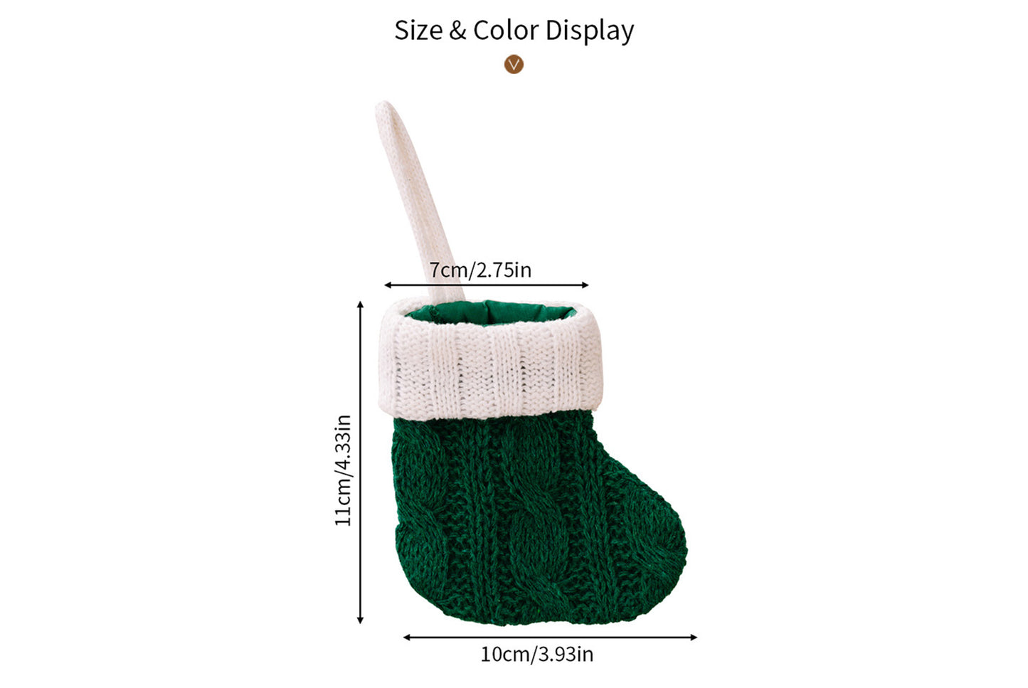 **Green Knitted Mini Christmas Stocking Ornament**