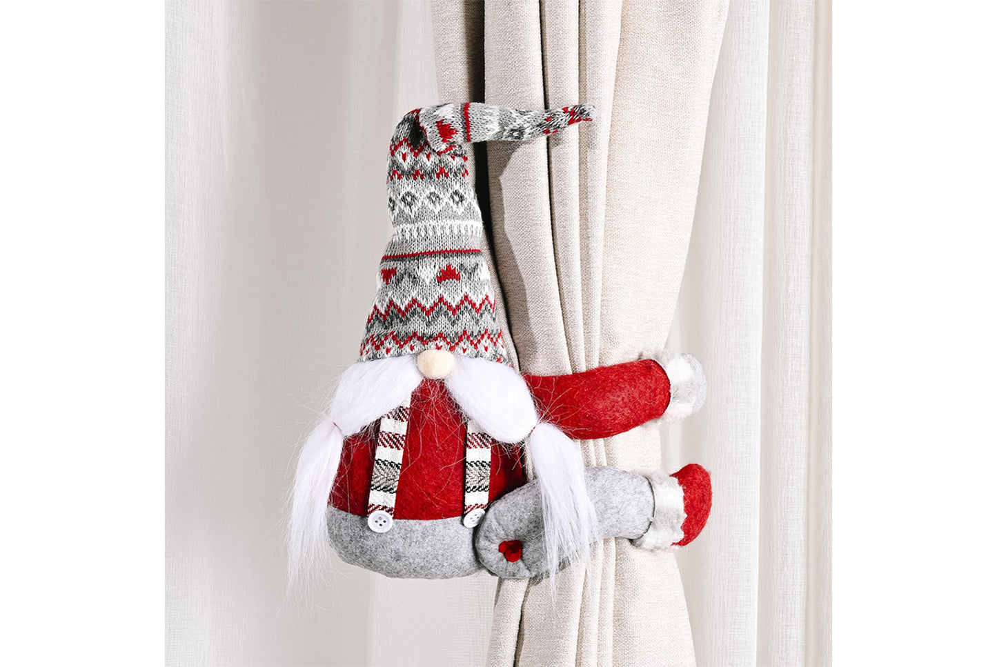 **Christmas Striped Hat Forest Old Man Curtain Clip Decoration**