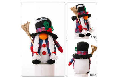 **Christmas Faceless Doll, Snowman, and Goblin Ornament Set**