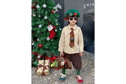 **Christmas Wool Beret (Parent-Child Winter Painter's Hat)**