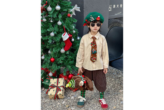 **Christmas Wool Beret (Parent-Child Winter Painter's Hat)**