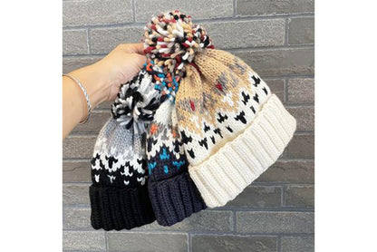 **Colorful Pom-Pom Knitted Hat (Autumn/Winter Warm Ear-Wearing Wool Hat)**