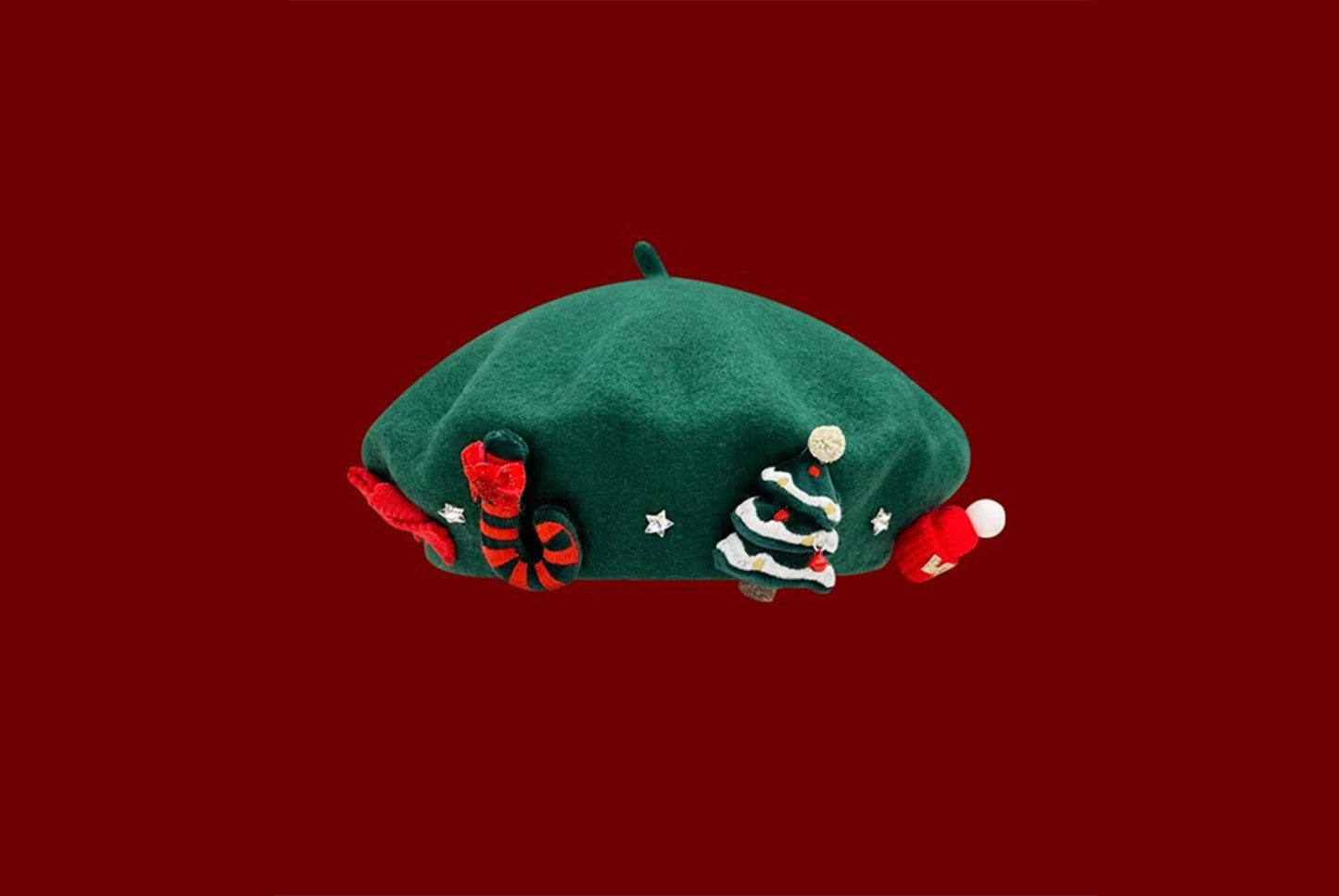 **Christmas Wool Beret (Parent-Child Winter Painter's Hat)**