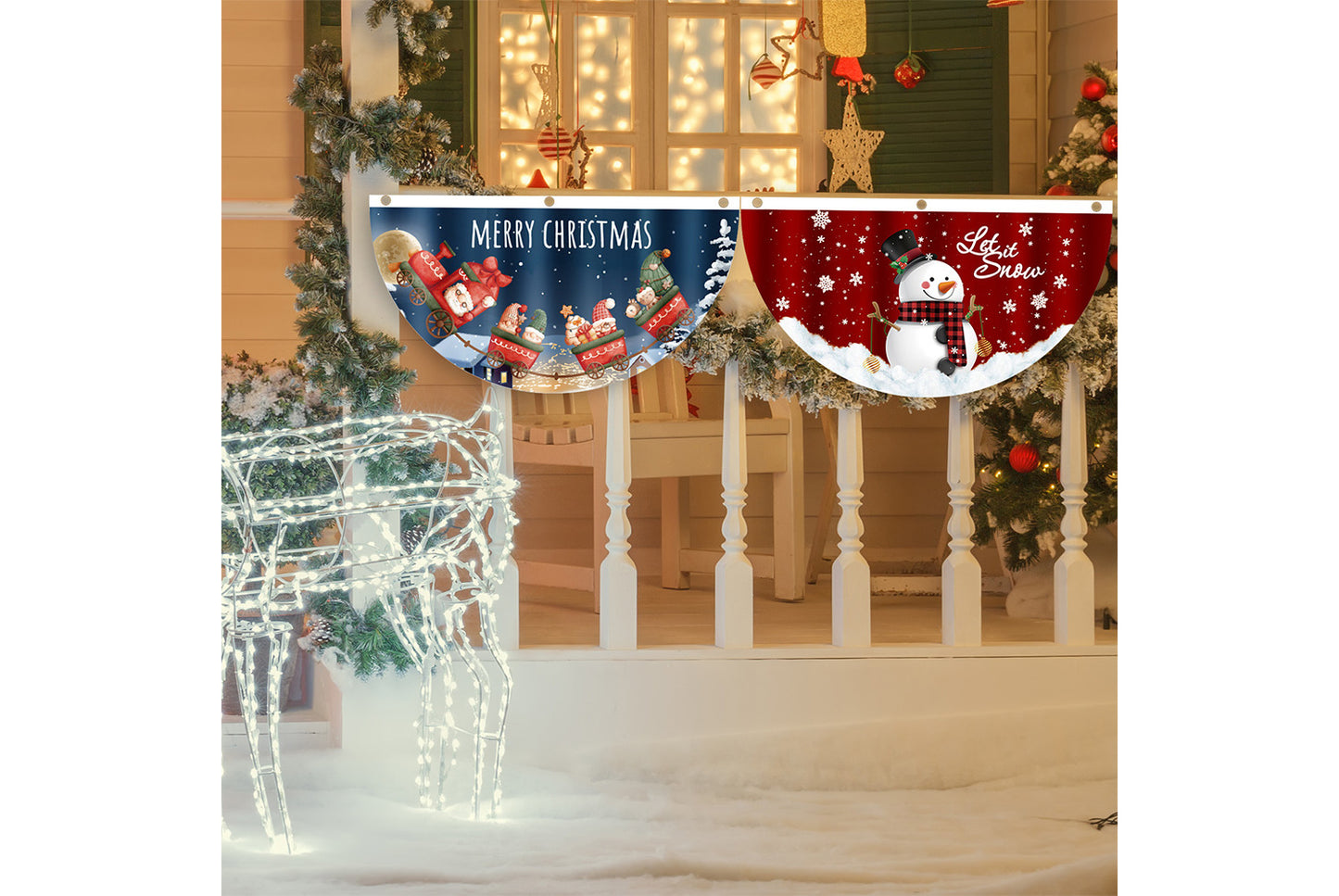 **Christmas Fan-Shaped Flag Outdoor Decoration**