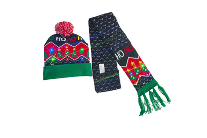 **Christmas LED Rainbow Light Jacquard Knit Hat**