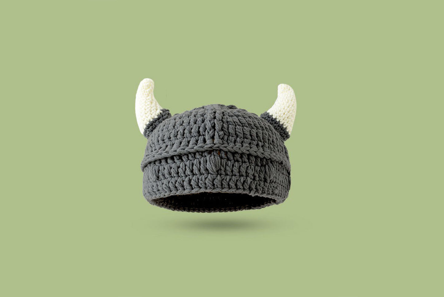 **Cartoon Funny Horned Knitted Hat (Handmade Wool Monster Headgear)**