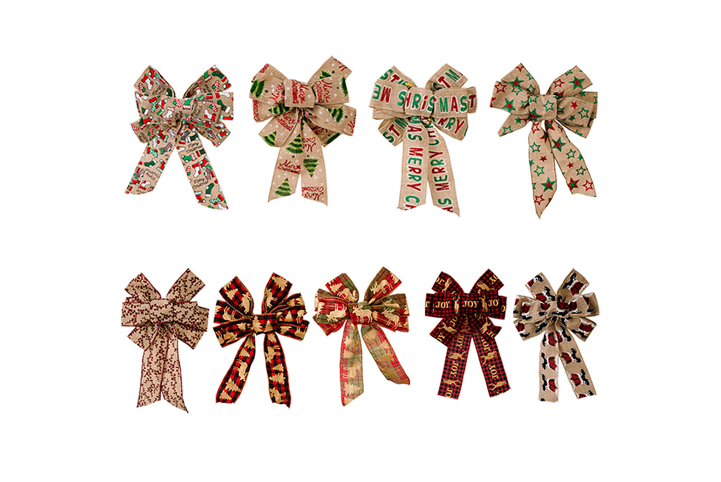 **Brown Vintage English Ribbon Christmas Bow Ornament**