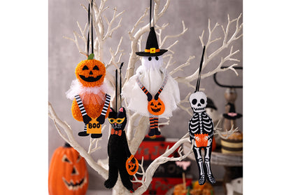 **Halloween Fabric Pendant | Pumpkin Ghost Black Cat Skull Theme Decoration**