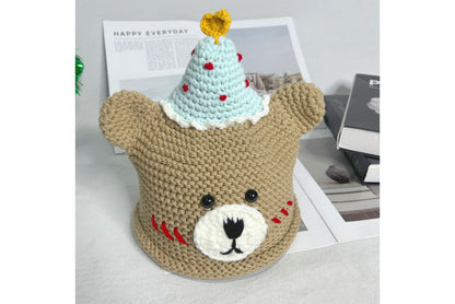 **Handmade Teddy Bear Knitted Hat (Sweet and Warm Autumn/Winter Wool Hat)**