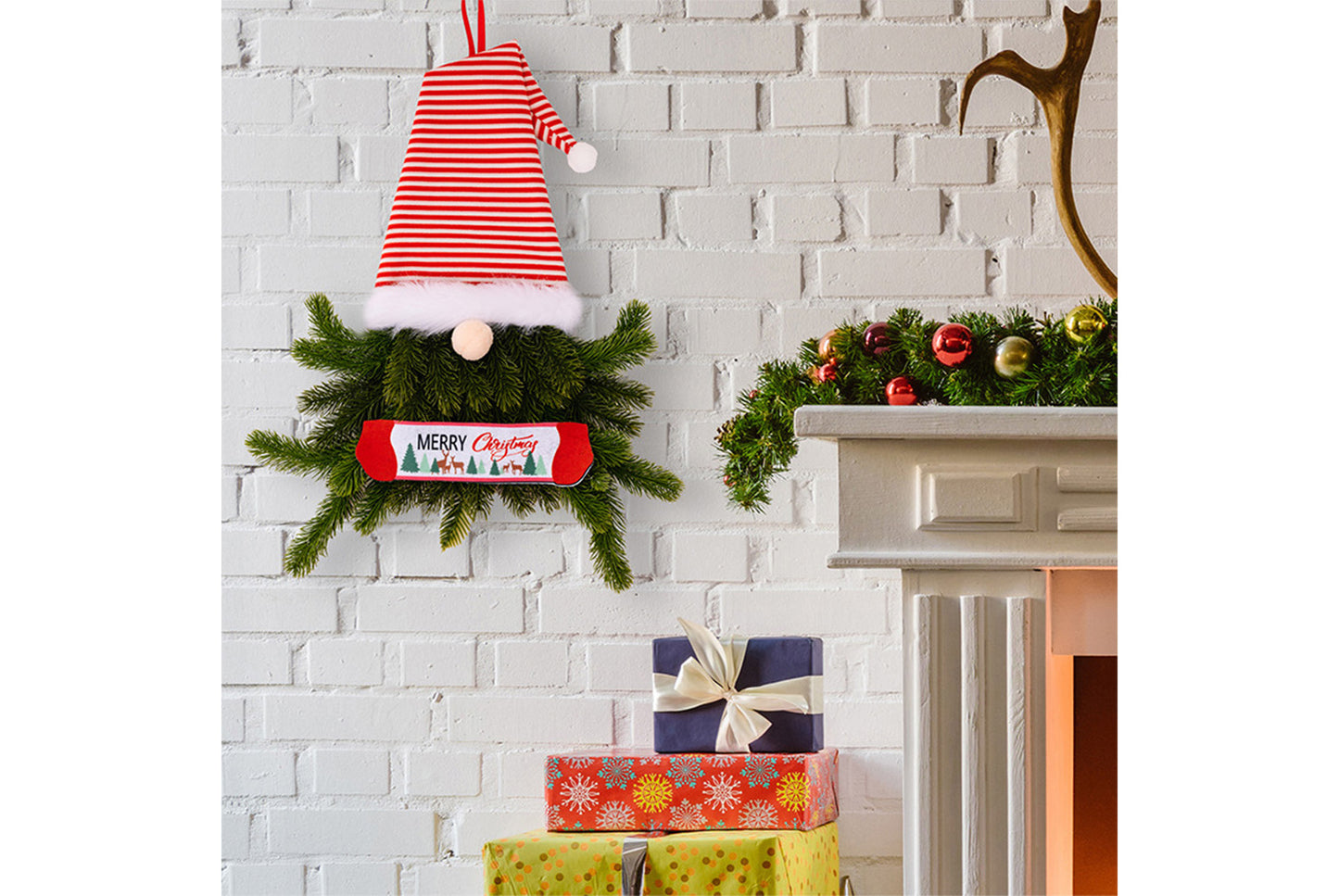 **Christmas Elf Wreath with Faceless Doll Decoration**