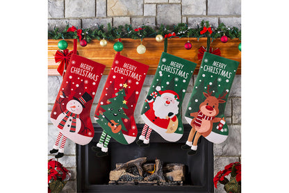 **Christmas Hanging Stockings (4 Colorful Printed Gift Stockings)**