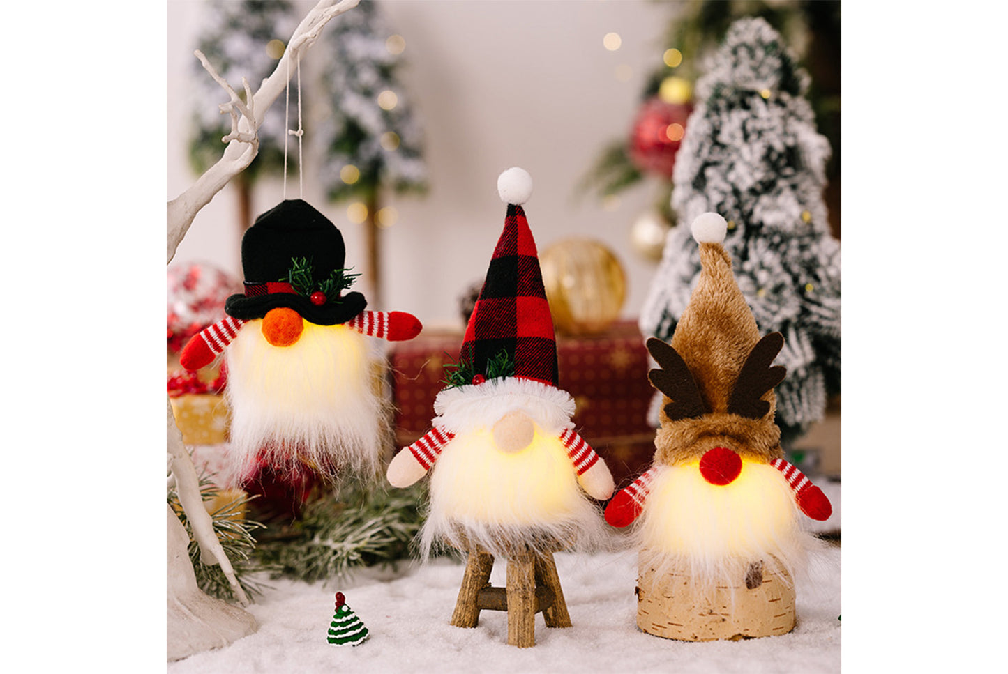 **Christmas Cute Rudolph Light-Up Faceless Doll Ornament**