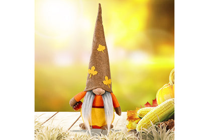 **Harvest Festival Faceless Doll | 42cm Maple Leaf Hat Fabric Ornament**