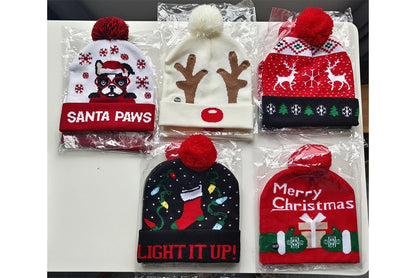 **Christmas LED Light Jacquard Knit Hat (Thickened Warm Version)**