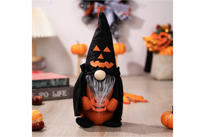 **Halloween Fabric Gnome Figurine | Pumpkin and Broom Witch Home Decor**