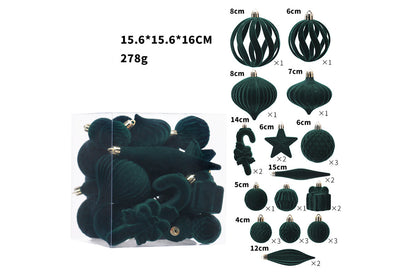 **Flocked Shaped Christmas Ball Decoration Set**