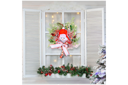 **Christmas Cartoon Snowman Ribbon Wreath Decoration**