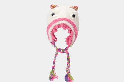 **Cartoon Plush Monster Knitted Hat with Earflaps