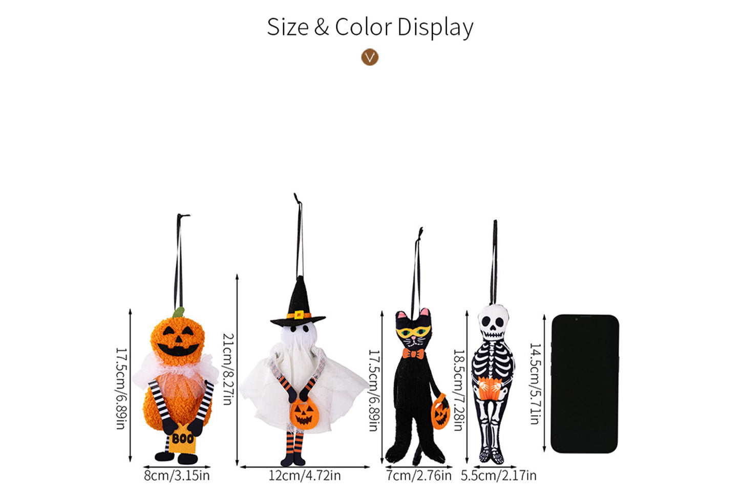**Halloween Fabric Pendant | Pumpkin Ghost Black Cat Skull Theme Decoration**