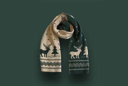 **Christmas Reindeer Knit Scarf (Three Colors Available)**