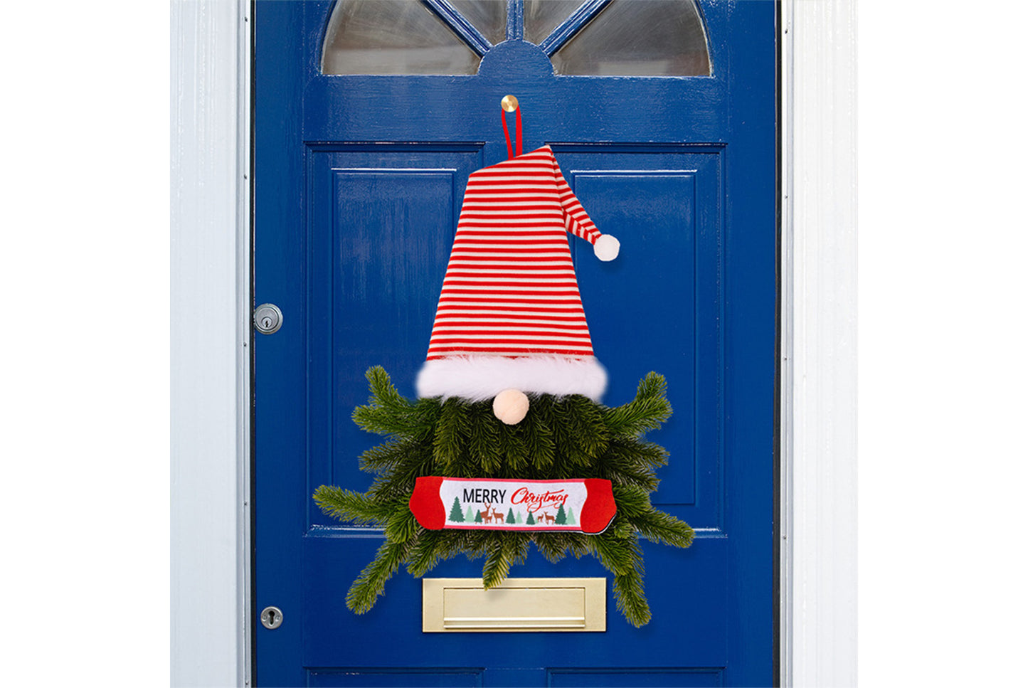 **Christmas Elf Wreath with Faceless Doll Decoration**