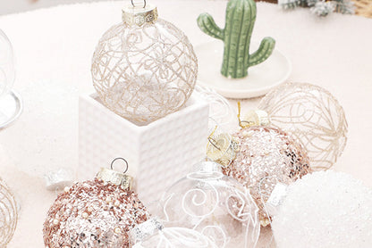 **8cm/6pcs Premium Transparent Painted Christmas Ball Gift Box**