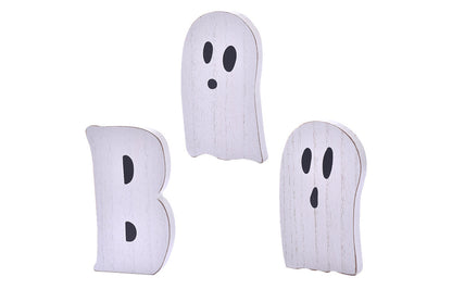 **Halloween BOO Ghost Ornament | Wooden Tray Decoration**