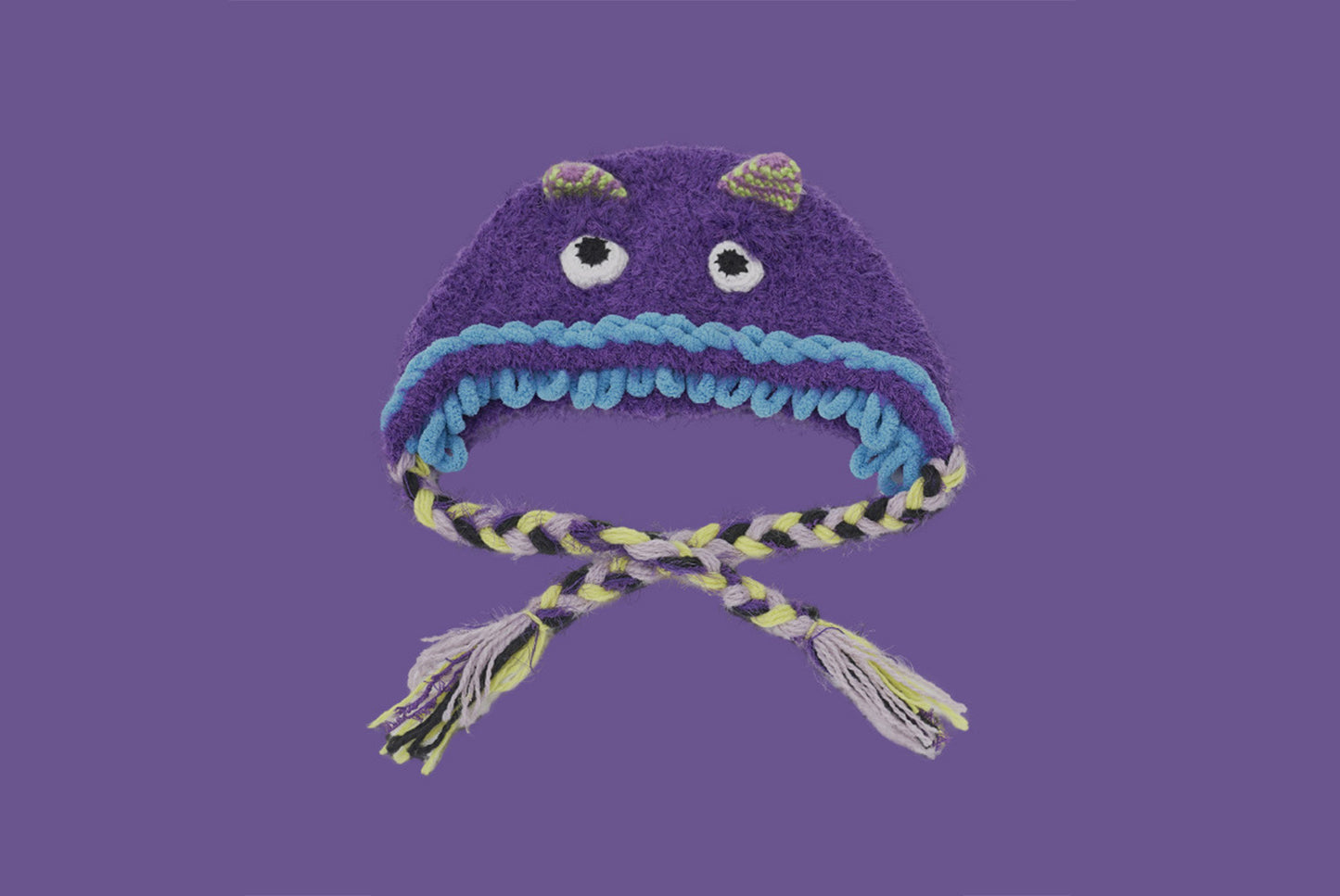 **Cartoon Plush Monster Knitted Hat with Earflaps