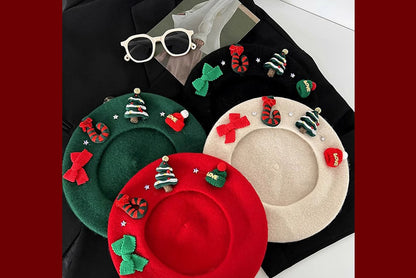 **Christmas Wool Beret (Parent-Child Winter Painter's Hat)**