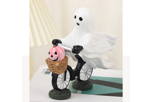 **Halloween Ghost Bicycle Ornament | Creative Desktop Decoration**