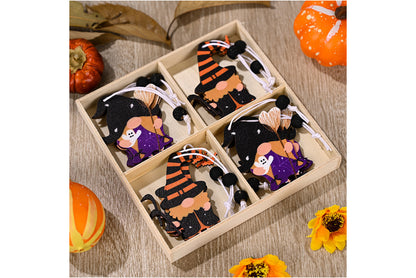 **4-Grid Halloween Rudolf Wooden Pendant | Wooden Home Decor**