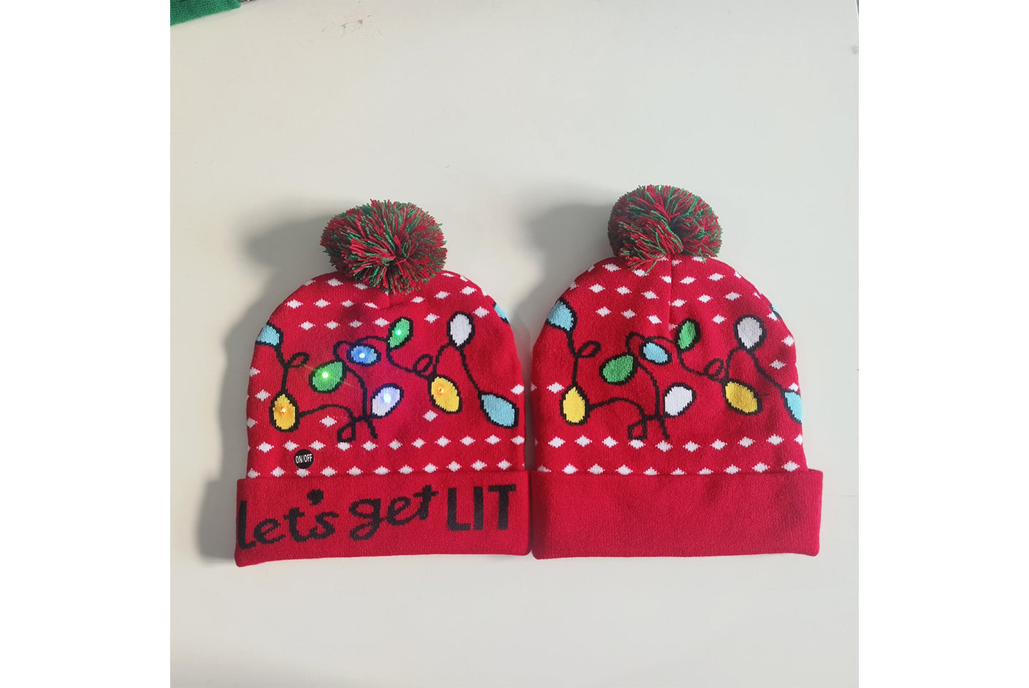 **Christmas LED Rainbow Light Jacquard Knit Hat**