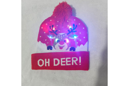 **Christmas LED Pom-Pom Knit Hat (Winter Warm Fold-Up Light-Up Hat)**