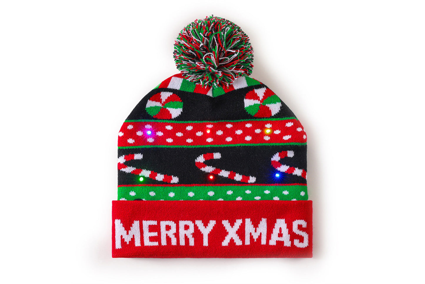 **Christmas LED Rainbow Light Jacquard Knit Hat**